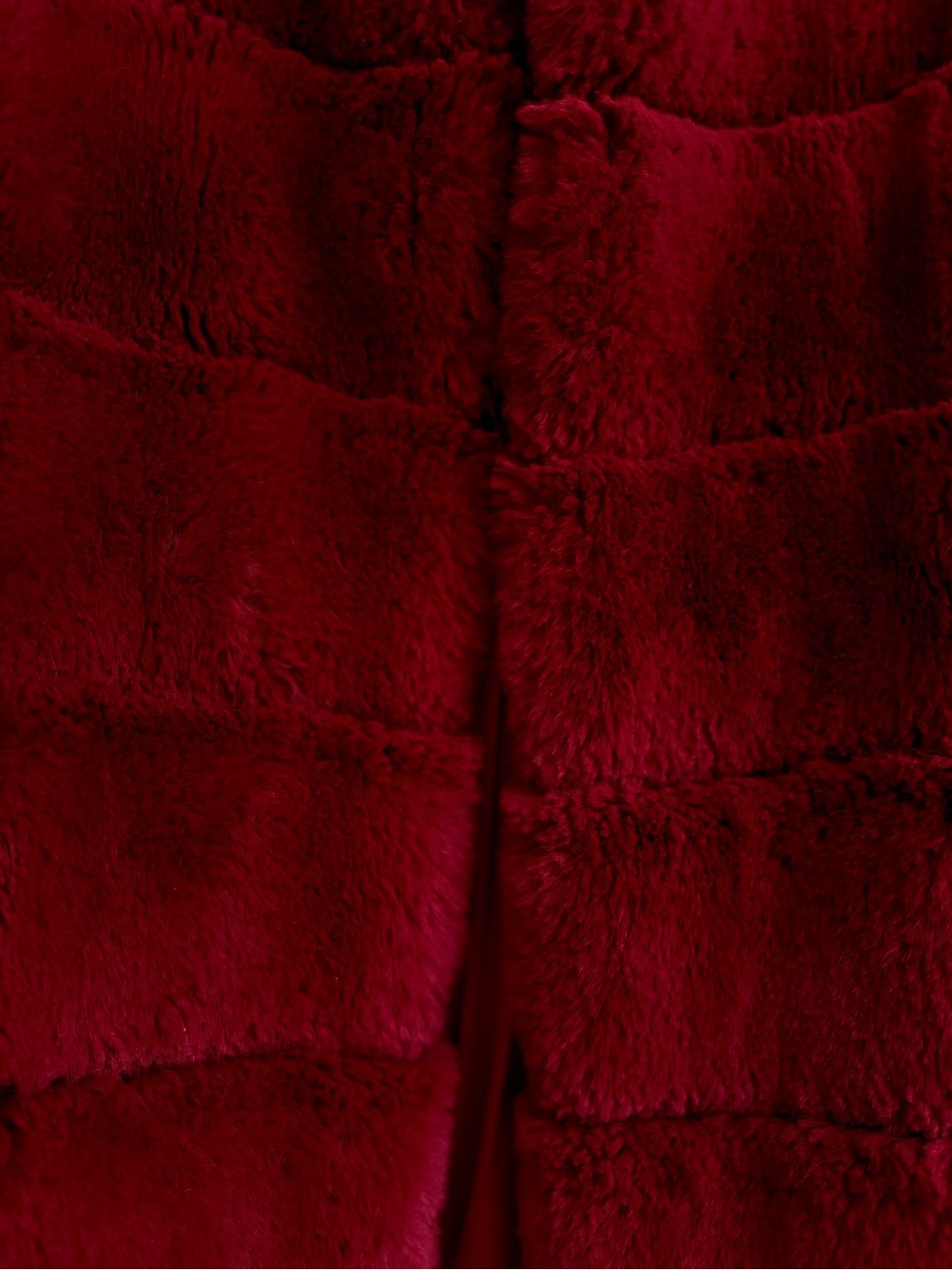 Oh Polly Red Faux Fur Quilted-Panel Trench Coat XS - Picture 5 of 8